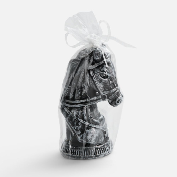 Свеча фигурная «Бюст лошади», серебристая