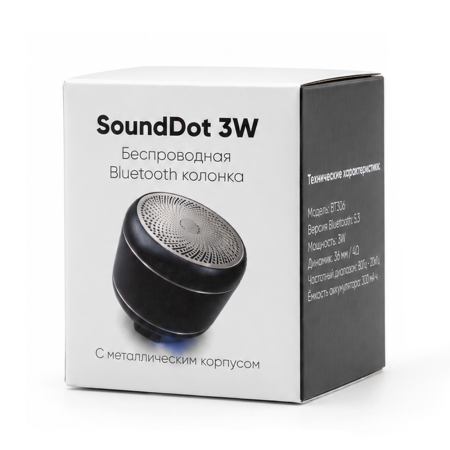 Беспроводная Bluetooth колонка SoundDot 3W+ с металлическим корпусом, черный