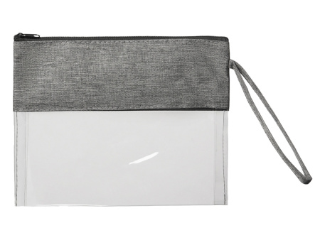 Косметичка из PVC и ткани Leony, прозрачный/темно-серый
