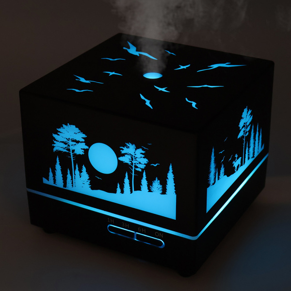 Светодиодный USB увлажнитель Wisdom с подсветкой гравировки, черный