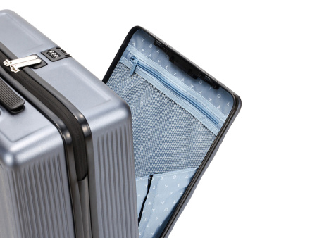 Чемодан TORBER БАЙКАЛ, тёмно-серый металлик, поликарбонат, 37,5 x 20 х 54 см, 37 л