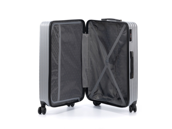 Чемодан TORBER ЛАМА, серебристый, ABS-пластик, 49 х 29,5 х 77 см, 92 л