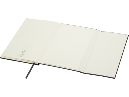 Блокнот Alejandra формата А5 с твердой обложкой из переработанной кожи - сплошной черный