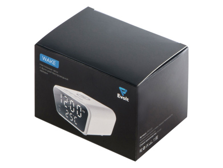 Настольные часы с функцией беспроводной зарядки Wake, 10 Вт (Р) Настольные часы с функцией беспроводной зарядки Wake, 10 Вт (Р)