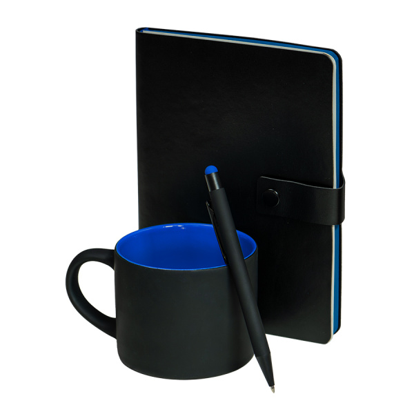 Набор подарочный DYNAMIC: кружка, ежедневник, ручка,  стружка, коробка, черный/синий