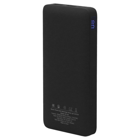 Внешний аккумулятор (powerbank) «WeCharge Velvet», 10 000 mAH, 5V -2A , c цифровым дисплеем для контроля заряда, черный