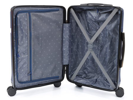 Чемодан TORBER ОНЕГА, синий, ABS-пластик, 59,5 х 39,5 х 24 см, 46 л