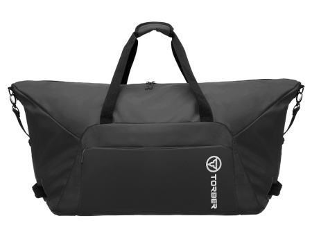 Сумка дорожная TORBER РИТМ, чёрная, полиэстер 900D с PU покрытием, 65 х 37 х 34 см