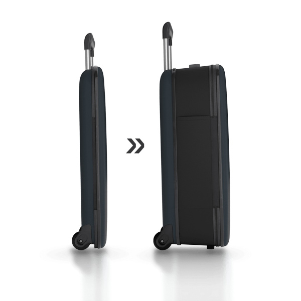 Чемодан складной Rollink Vega II 55x40x20 см, 2 колеса, серо-синий