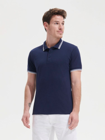 Рубашка поло мужская Pasadena Men 200 с контрастной отделкой, серый меланж/оранжевый, размер S