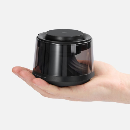 Bluetooth-колонка с подсветкой и беспроводной зарядкой Quantium, черная Bluetooth-колонка с подсветкой и беспроводной зарядкой Quantium, черная