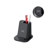 Настольный органайзер "15 Watt Fast Charge"  c беспроводной зарядкой, вентилятором и лампой, черный