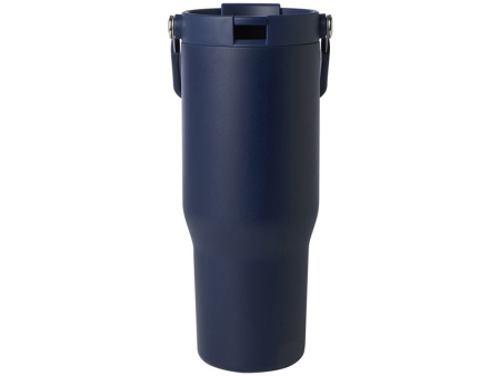Термостакан Bronx объемом 900 мл из меди и переработанной нержавеющей стали, сертифицированной по стандарту RCS, с вакуумной изоляцией и крышкой с двойной функцией - Темно - синий