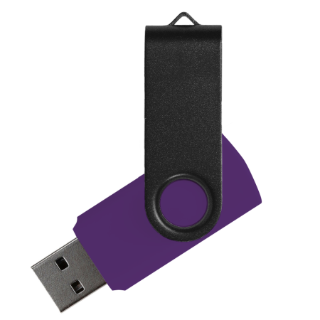 Флеш накопитель USB 2.0 Twister Сolor Mix 16GB, пластик Софт Тач/металл, фиолетовый/черный