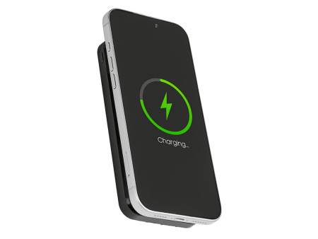 Магнитный беспроводной внешний аккумулятор со встроенными кабелями Мэни,быстаря зарядка, 10000 мАч, черный