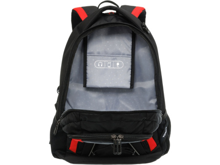 Рюкзак TORBER РАКЕТА с отделением для ноутбука 15, черный/красный, полиэстер, 33х19х45 см, 28 л