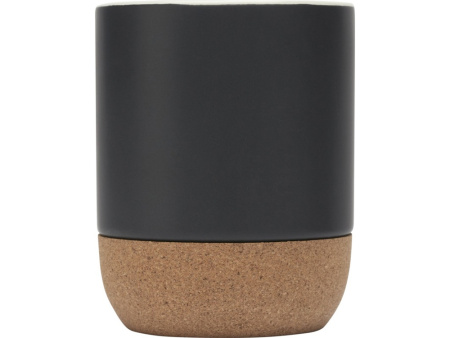 Billie керамическая кружка объемом 300 мл с пробковыми деталями и матовой отделкой, сплошной черный