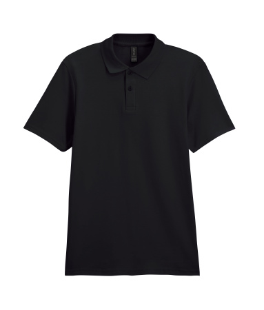 Футболка поло SOFTSTYLE ADULT DOUBLE PIQUE, ЧЕРНЫЙ 2XL