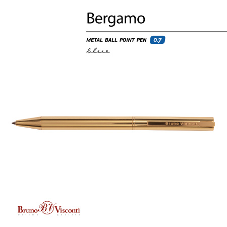 РУЧКА  "BERGAMO" ШАРИКОВАЯ АВТОМАТИЧЕСКАЯ, МЕТАЛЛИЧЕСКИЙ КОРПУС ЗОЛОТО, 0.7 ММ, СИНЯЯ