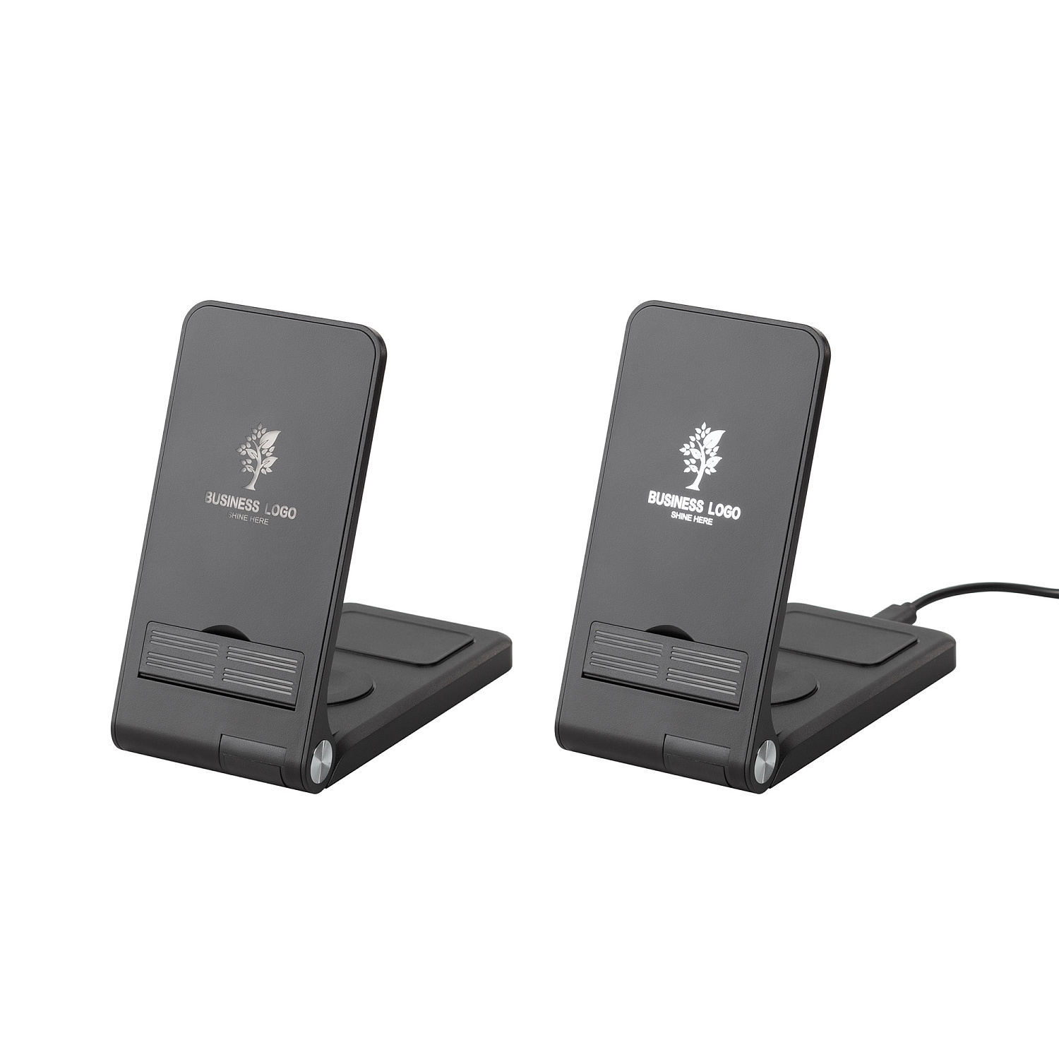 Складная беспроводная (15W) зарядная станция "Clap" с подсветкой логотипа и подставкой для смартфона Складная беспроводная (15W) зарядная станция "Clap" с подсветкой логотипа и подставкой для смартфона