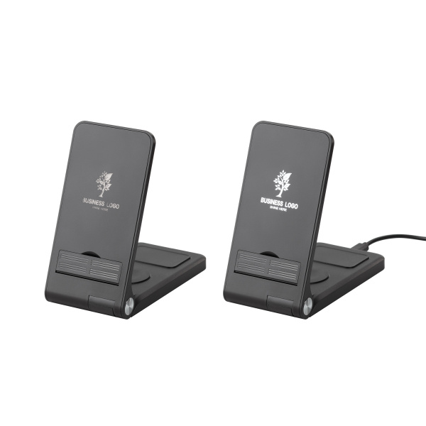 Складная беспроводная (15W) зарядная станция "Clap" с подсветкой логотипа и подставкой для смартфона Складная беспроводная (15W) зарядная станция "Clap" с подсветкой логотипа и подставкой для смартфона