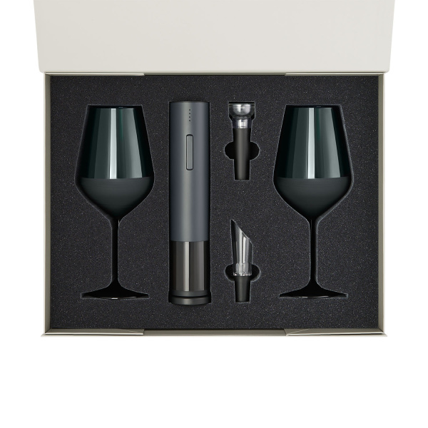Подарочный набор 2 бокала для вина Эмеральд (Emerald) + набор для вина Сакраменто (Sacramento) в серой коробке