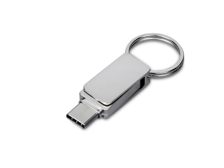 USB 2.0- флешка Mercury на 128 Гб с поворотным механизмом и дополнительным разъемом Type-C