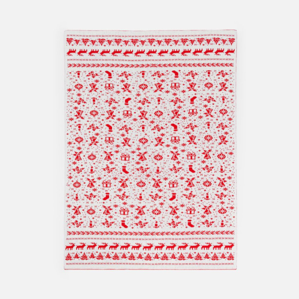 Плед Holidale, красный с молочным