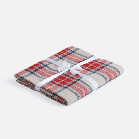 Плед «Валдай», бежевый с красным и синим