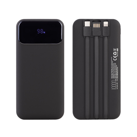 Зарядное (22.5W) устройство "Grade SOFTTOUCH" 10000 mAh с подсветкой логотипа, встроенными кабелями и цифровым индикатором заряда Зарядное (22.5W) устройство "Grade SOFTTOUCH" 10000 mAh с подсветкой логотипа, встроенными кабелями и цифровым индикатором заряда