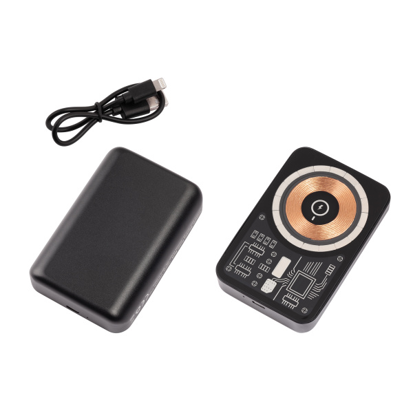 Беспроводное зарядное устройство "Skeleton" 10000 mAh с функцией MagSafe, прозрачный пластик/алюминий Беспроводное зарядное устройство "Skeleton" 10000 mAh с функцией MagSafe, прозрачный пластик/алюминий