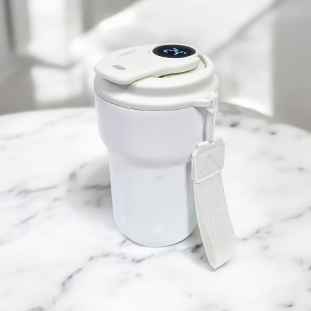 Термокружка вакуумная герметичная Clive с дисплеем, белого цвета