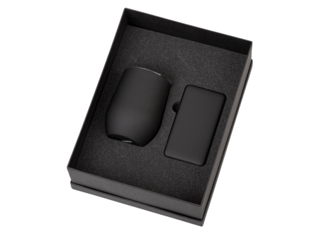 Подарочный набор с термокружкой и повербанком С2, 10000 mAh, черный