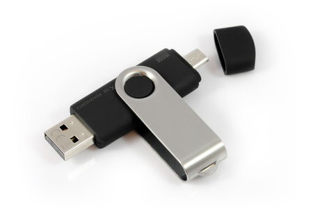 Флеш накопитель USB 2.0 Twister Smart 16GB, пластик Софт Тач/металл, черный/черный