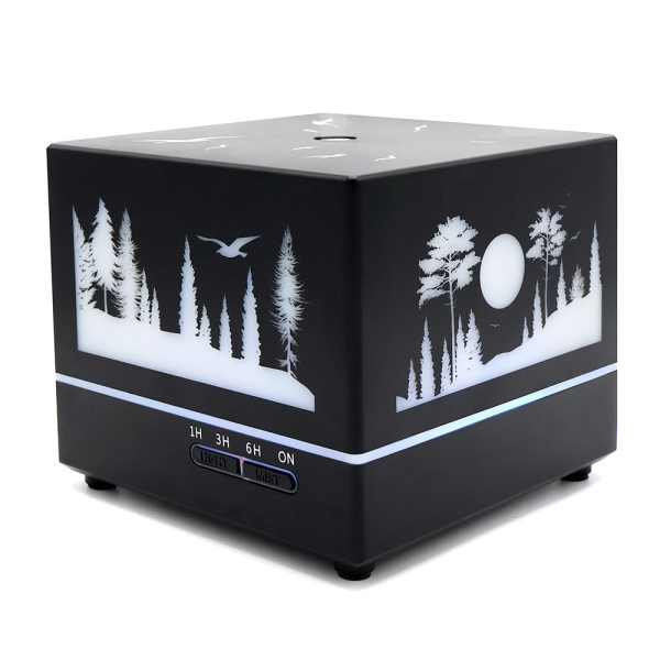 Светодиодный USB увлажнитель Wisdom с подсветкой гравировки, черный