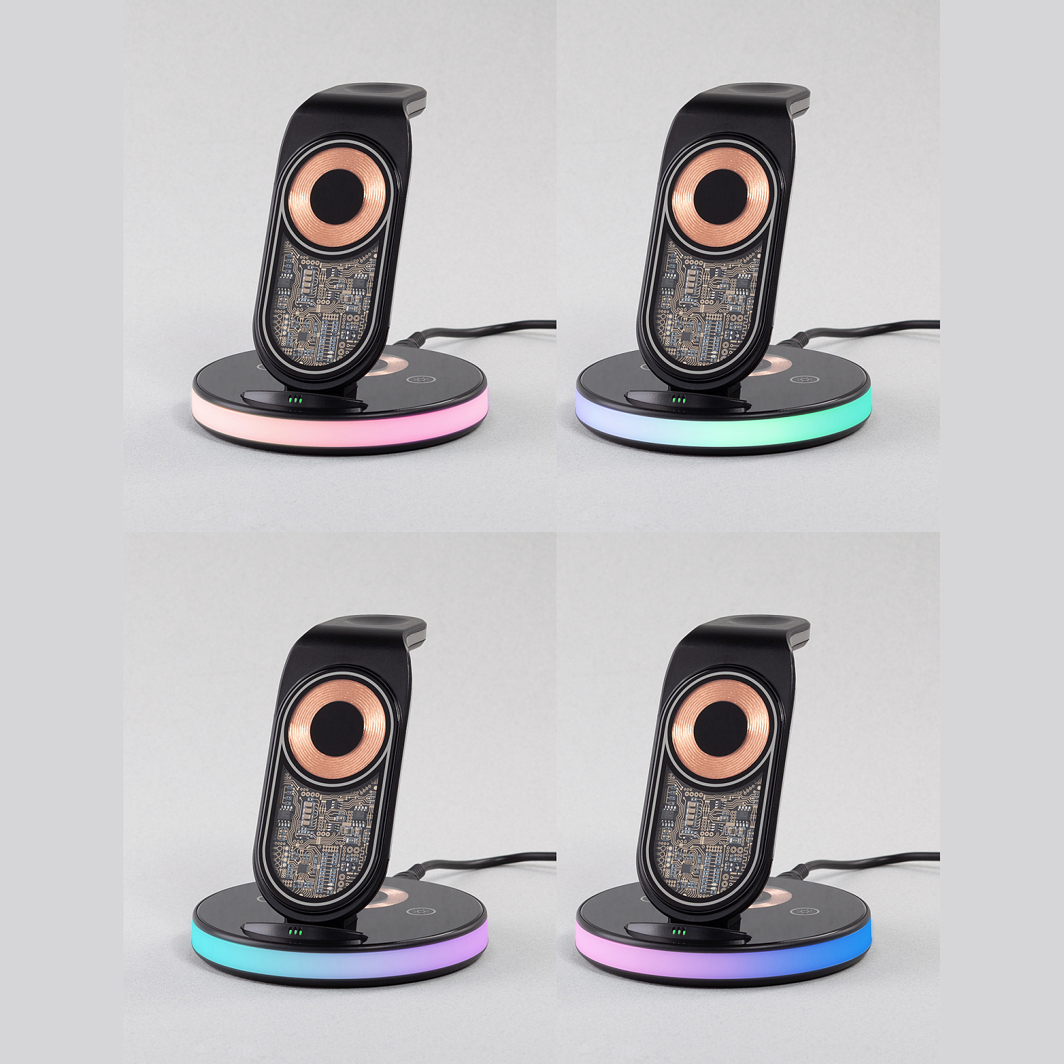 Беспроводная (15W) зарядная станция "Tron" с прозрачным корпусом и подсветкой Беспроводная (15W) зарядная станция "Tron" с прозрачным корпусом и подсветкой