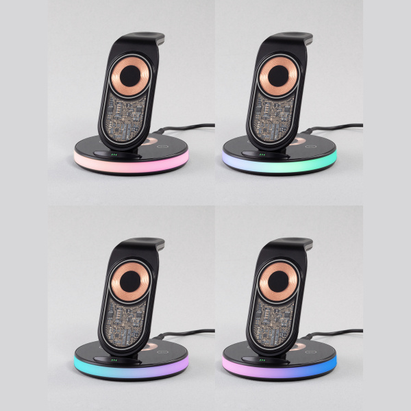 Беспроводная (15W) зарядная станция "Tron" с прозрачным корпусом и подсветкой Беспроводная (15W) зарядная станция "Tron" с прозрачным корпусом и подсветкой