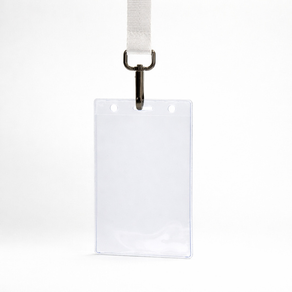 Лента для бейджа Flat, с карабином (белый)