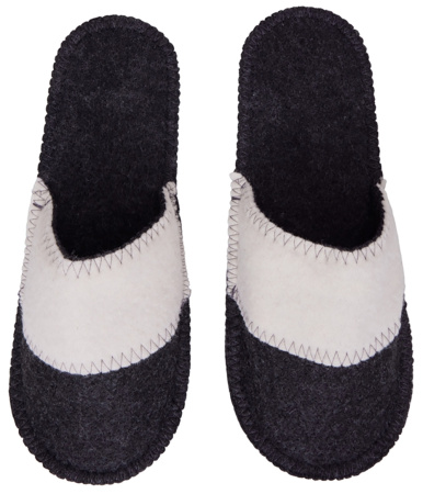 Тапочки белые/серые с отворотом без вышивки