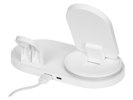 Складная зарядная станция с беспроводной зарядкой Flashport, 15 Вт, белый Складная зарядная станция с беспроводной зарядкой Flashport, 15 Вт, белый