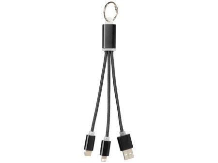 Кабель для зарядки Metal 3-в-1 с брелоком, черный Кабель для зарядки Metal 3-в-1 с брелоком, черный