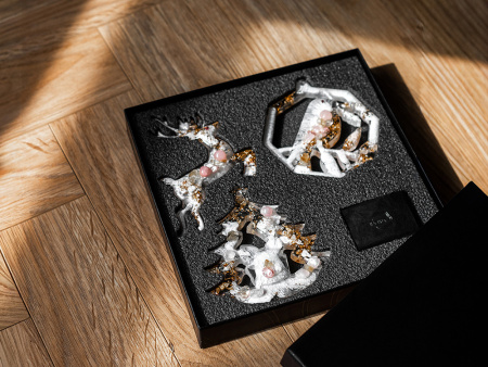 Набор елочных игрушек: Снегирь, Олень, Ель