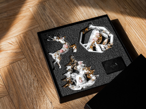 Набор елочных игрушек: Снегирь, Олень, Ель