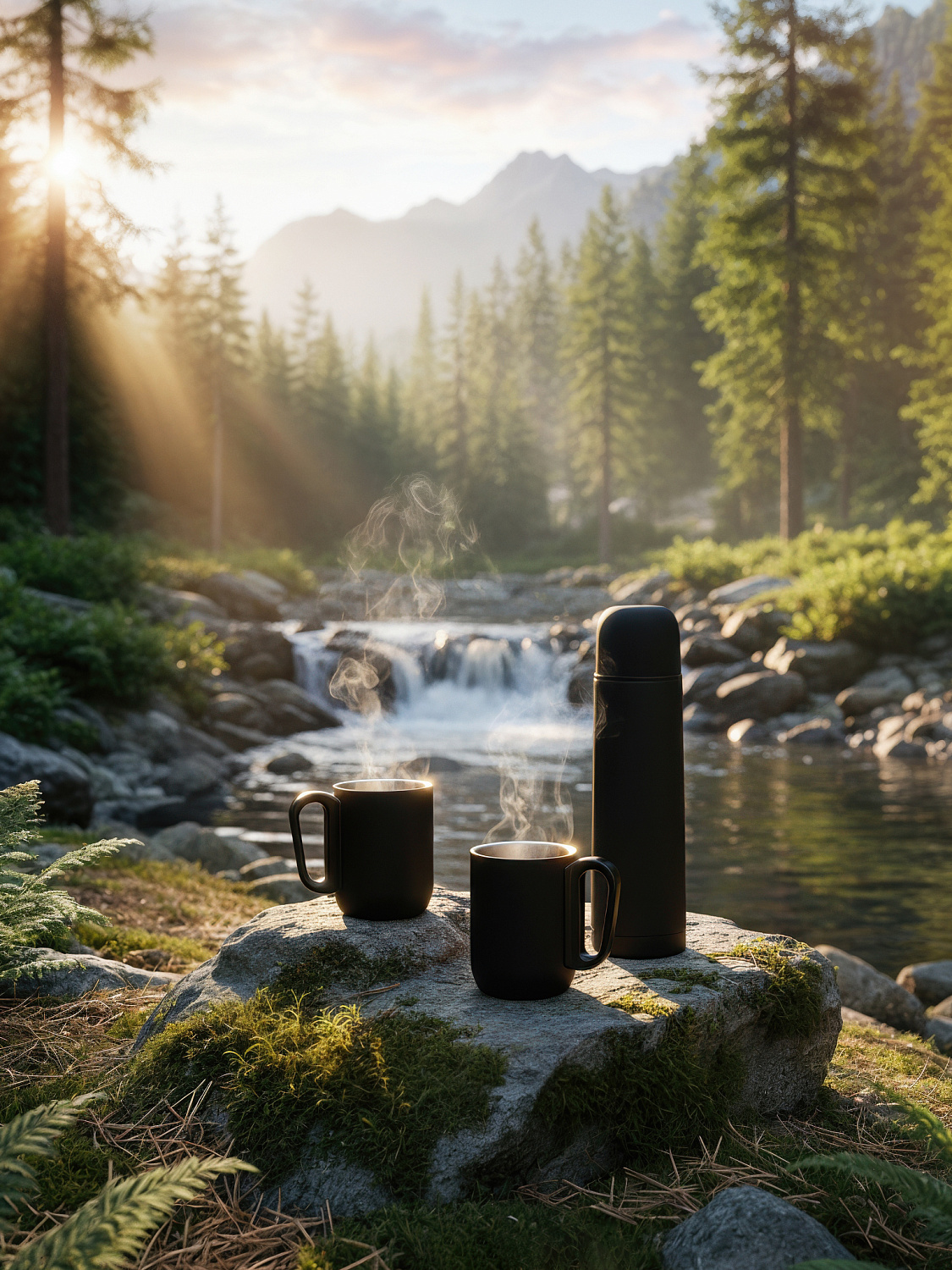 Набор "Гейзер" (термос, 2 кружки), покрытие soft touch