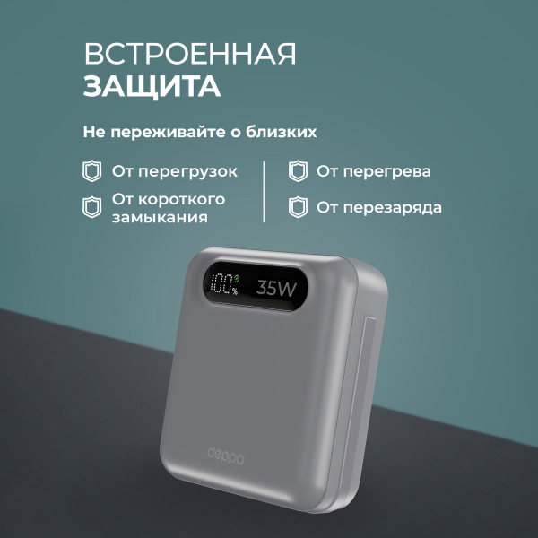 Внешний АКБ NRG Turbo Cable 10000 mAh, 35Вт