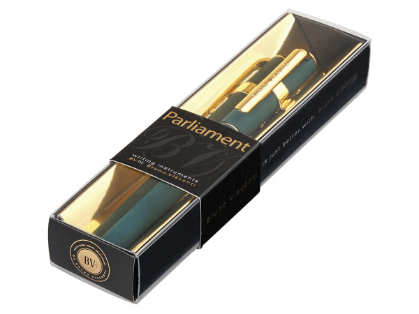 Ручка пластиковая шариковая Parliament, 0,7 мм, синие чернила, зеленый/золотистый