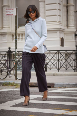 Толстовка с капюшоном женская Queen, серо-синяя, размер XS