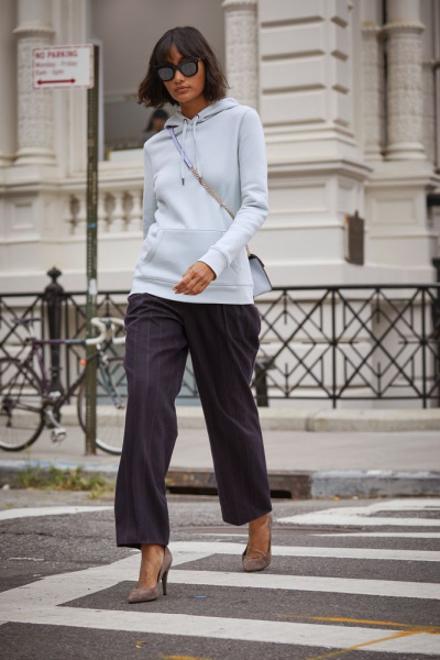 Толстовка с капюшоном женская Queen, серо-синяя, размер XS