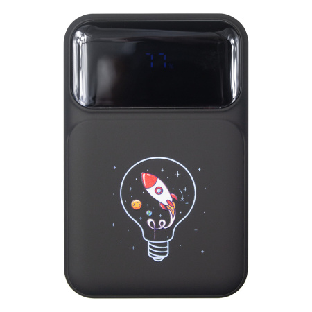 Внешний аккумулятор (powerbank) «Lumen» Print Sample, софт тач, 10 000 mAH, с тремя зарядными шнурами, 22,5W super fast charge, Power Delivery (PD) 20W (dfnn), QC3.0, черный