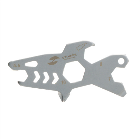 Мини-мультитул карманный Stinger, 60 x 31 мм, 5 функций, акула, нержавеющая сталь, серебристый, в блистере